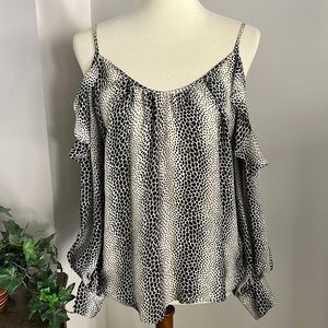 Parker Ruffled Cold Shoulder Blouse